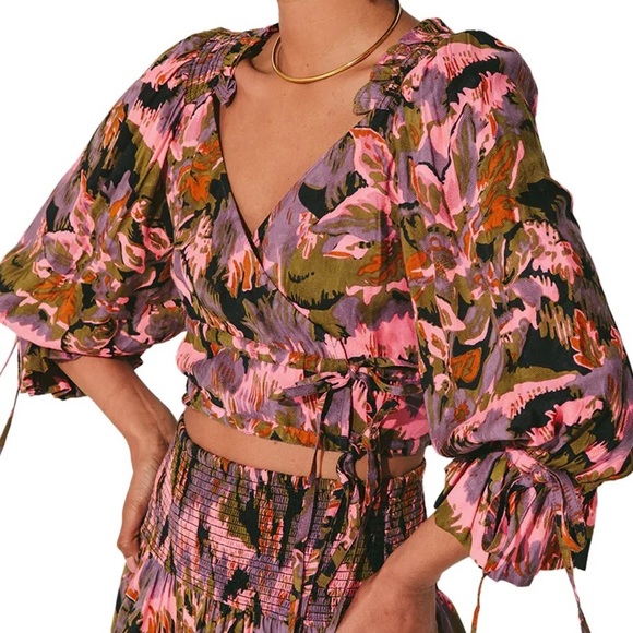 CLEOBELLA NWT Resort Wear Tropical Leighton crop top in tapestry print XS - Picture 1 of 15